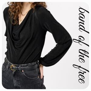 NWT‎ Band of the Free Aggie Black Cowl Neck Bodysuit Sz. XS Sleek Trendy Chic